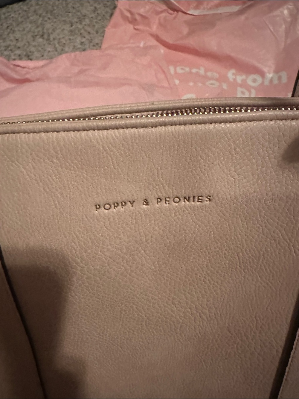 Poppy & Peonies Multitasker Pale Pink Pebbled Leather Tote Bag viral TikTok - Picture 4 of 9